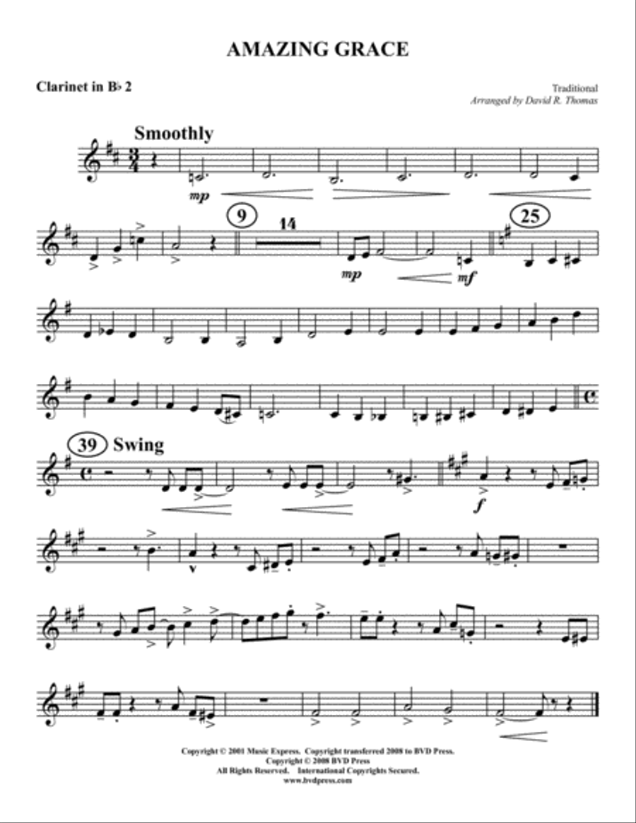 Amazing Grace Clarinet Quartet scores gallery preview page 4