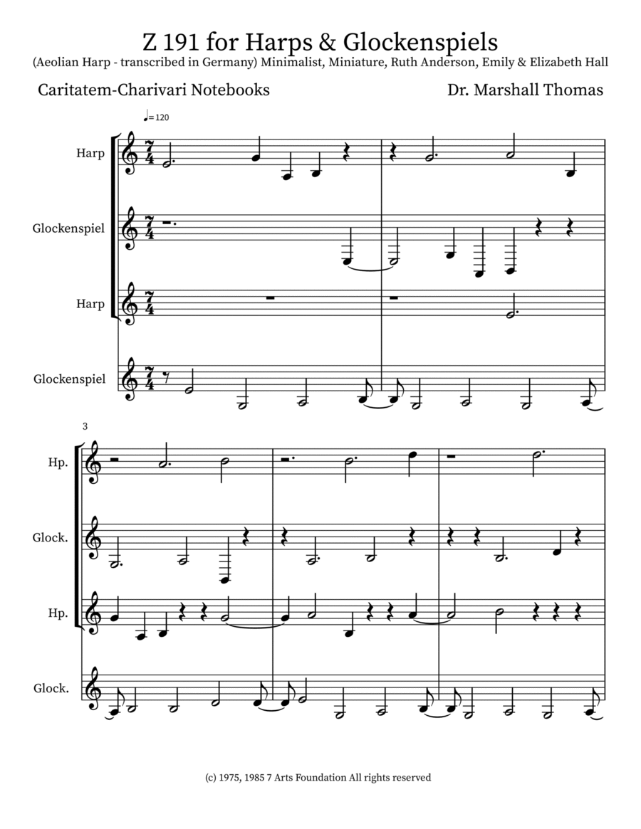 Z 191 for Harps & Glockenspiels Glockenspiel scores gallery preview page 1