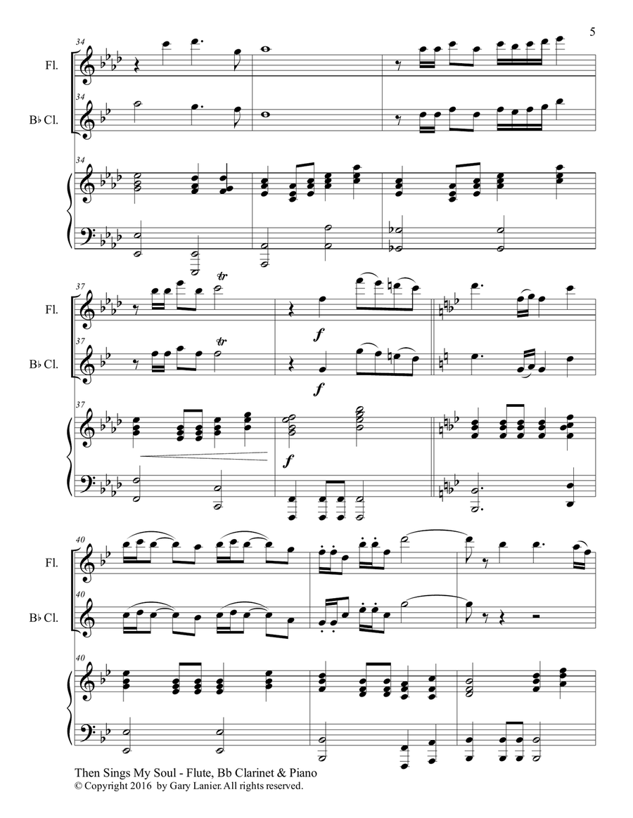 Trios for 3 GREAT HYMNS (Flute & Bb Clarinet with Piano and Parts) Woodwind Duet scores gallery preview page 6