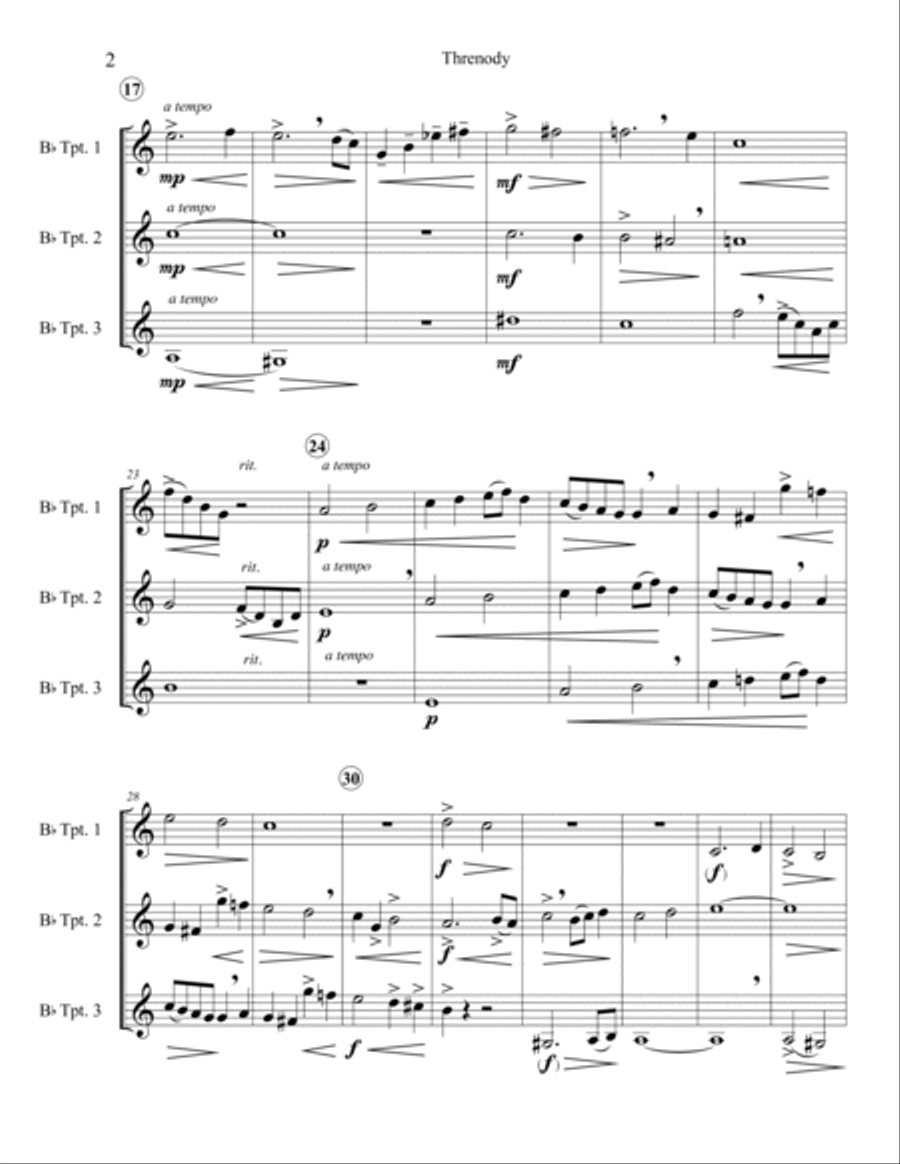 Threnody for Three Trumpets Trumpet Solo scores gallery preview page 4