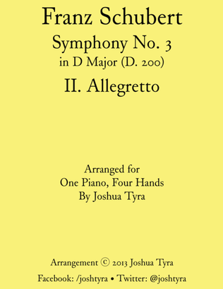 Allegretto from Schubert's Symphony No. 3 – Piano Duet