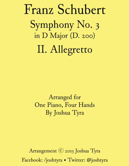 Allegretto from Schubert's Symphony No. 3 – Piano Duet image number null