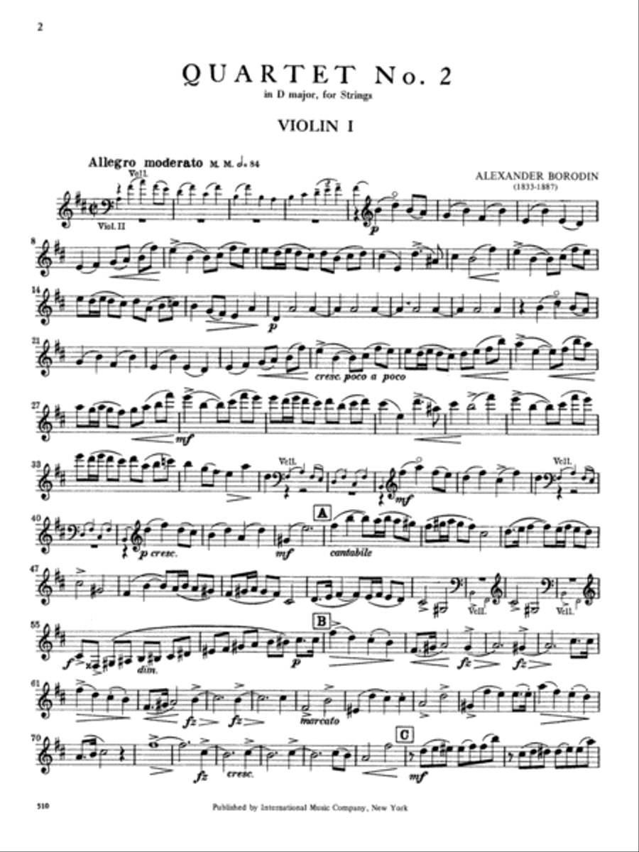 Quartet No. 2 in D major Cello scores gallery preview page 2