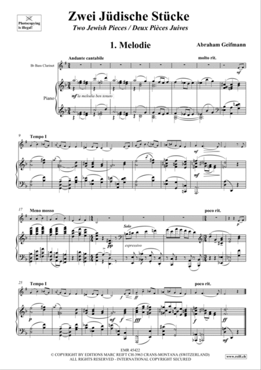 Zwei Judische Stucke Bass Clarinet scores gallery preview page 4