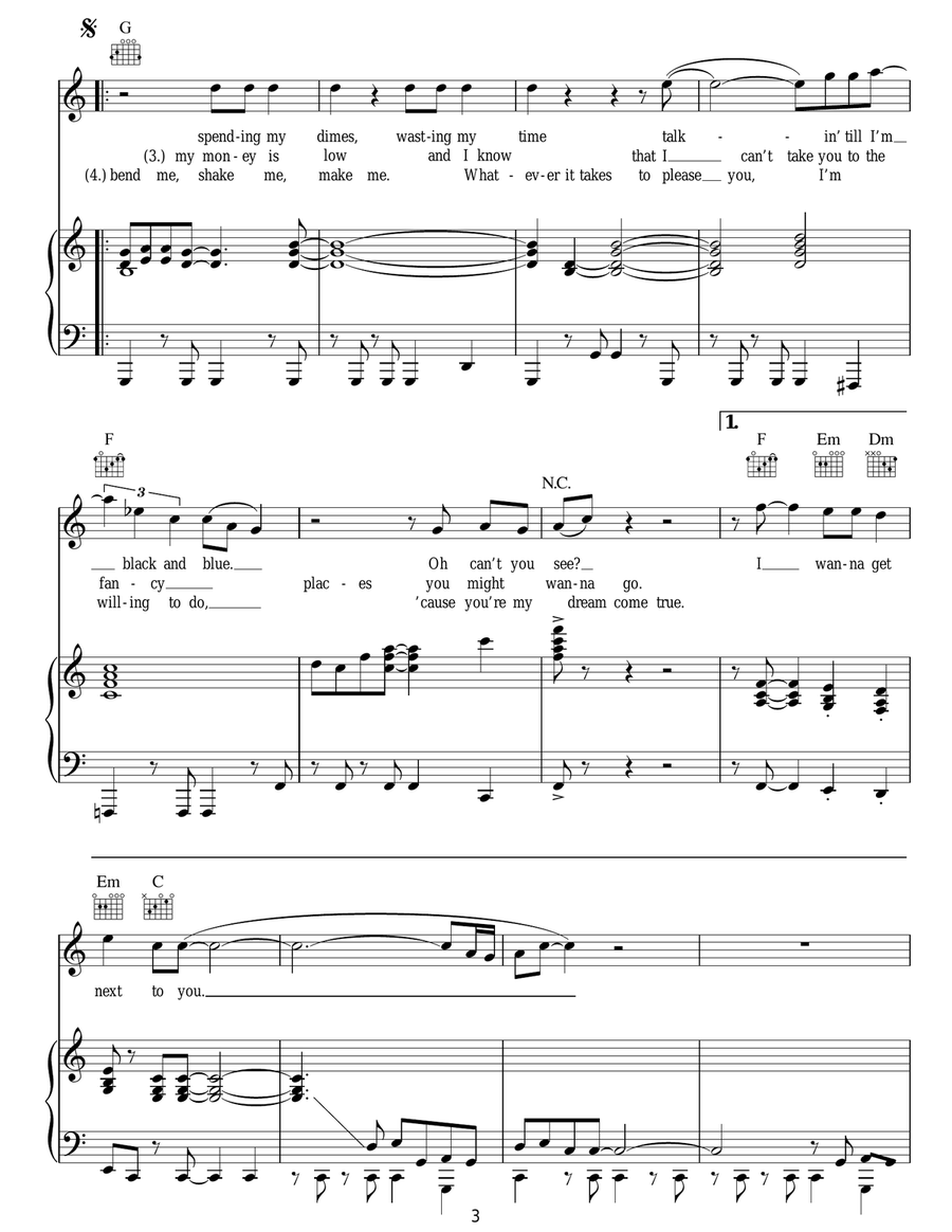 I Wanna Get Next To You Piano, Vocal, Guitar scores gallery preview page 3