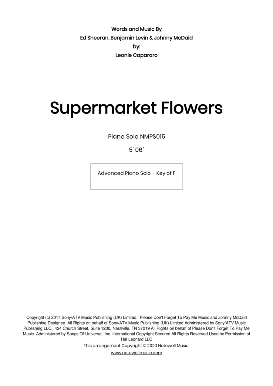 Supermarket Flowers Piano Solo scores gallery preview page 1