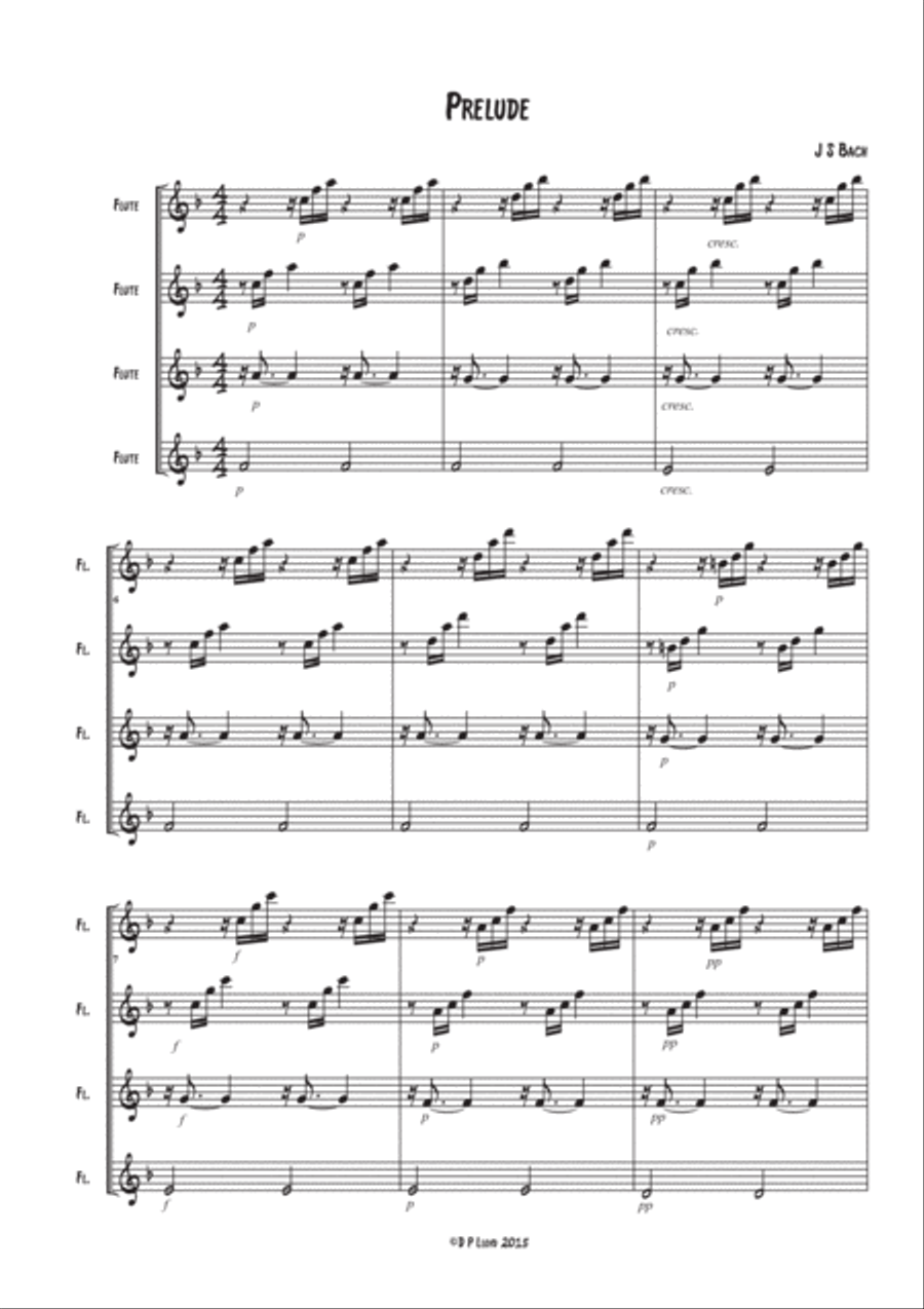 Prelude - Flute quartet Prelude - Flute quartet Flute Quartet scores gallery preview page 1