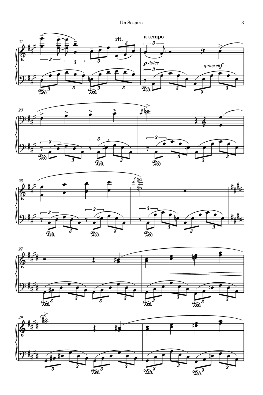 Un Sospiro (Simplified version) Easy Piano scores gallery preview page 3
