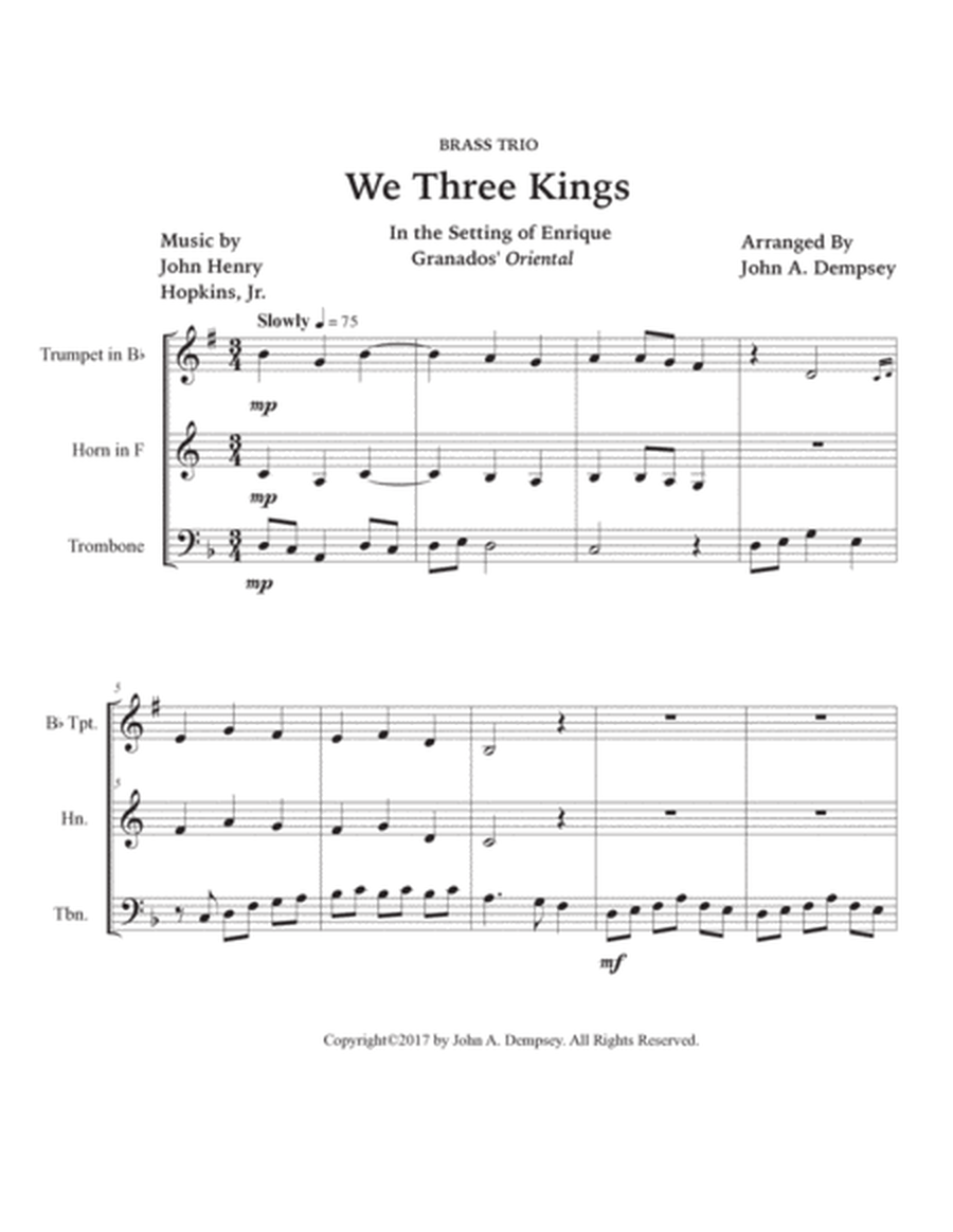 We Three Kings (Brass Trio): Trumpet, Horn in F and Trombone image number null