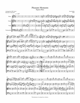 Pleasant Moments, Ragtime Waltz, by Scott Joplin (1909), arranged for Flute & String Trio.