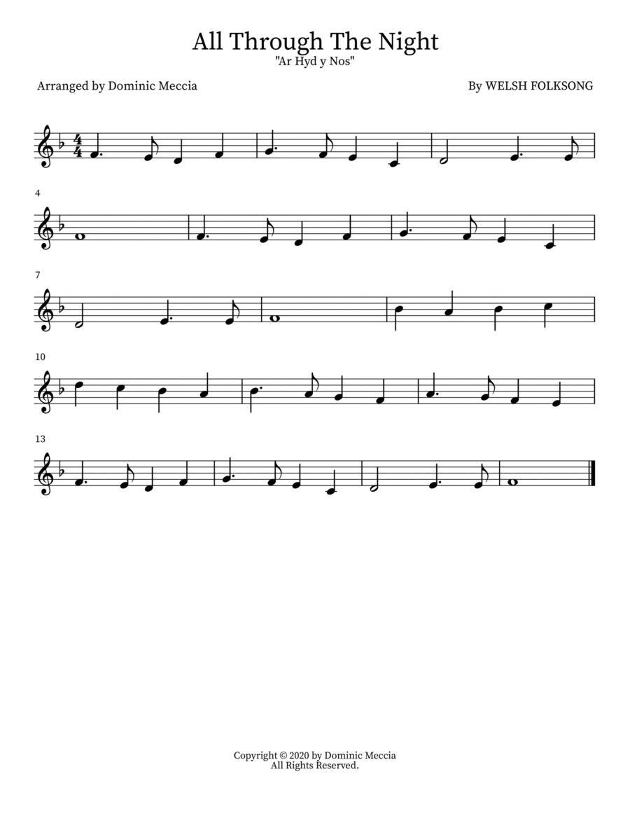All Through The Night Violin Solo scores gallery preview page 1