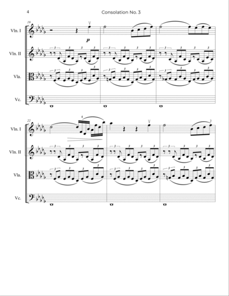 Liszt: Consolation No.3 in Db major - String Quartet String Quartet scores gallery preview page 5