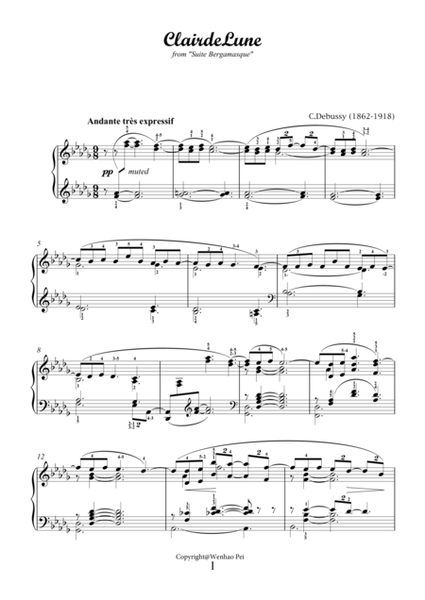 Clair de Lune (New Edition) for piano solo
