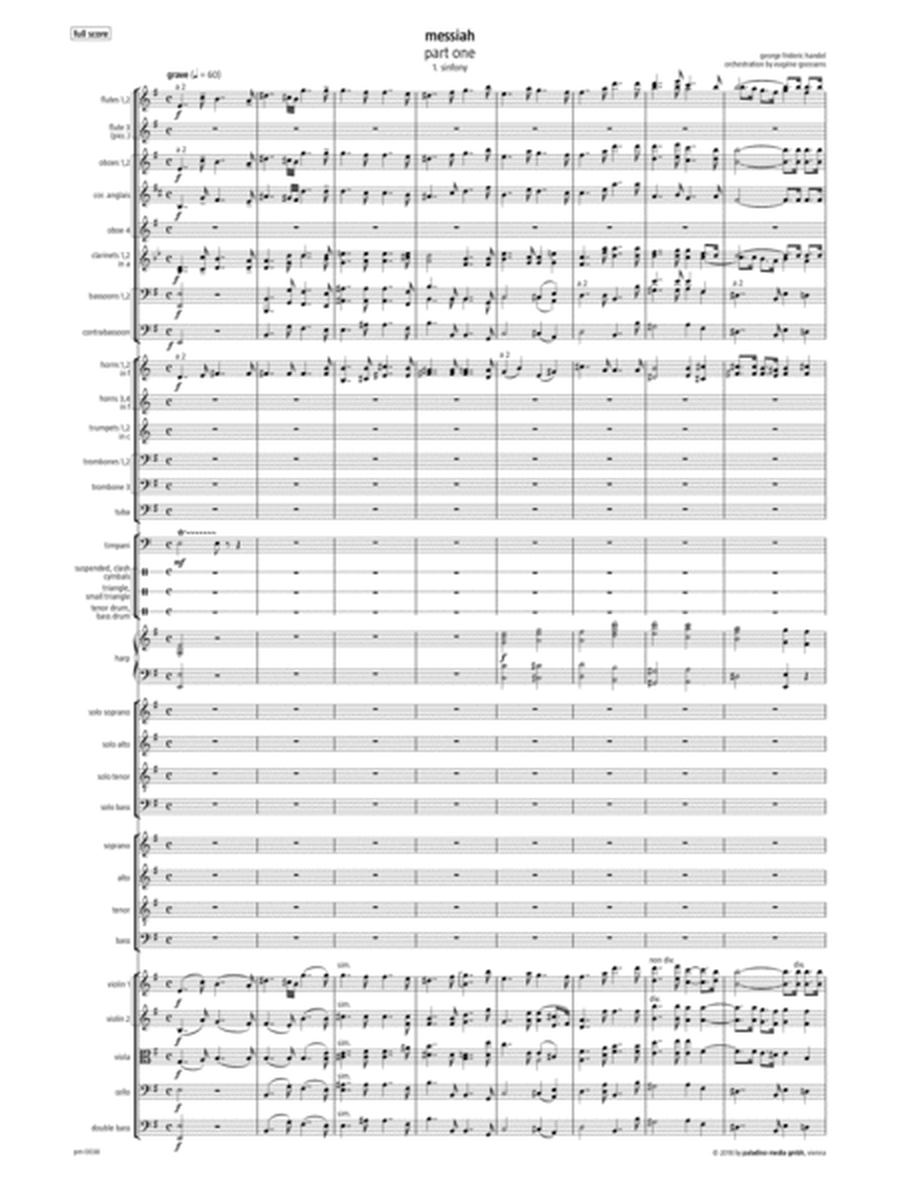 Messiah, HWV 56 (arranged for Full Symphony Orchestra by Sir Eugene Goossens) - Score Only