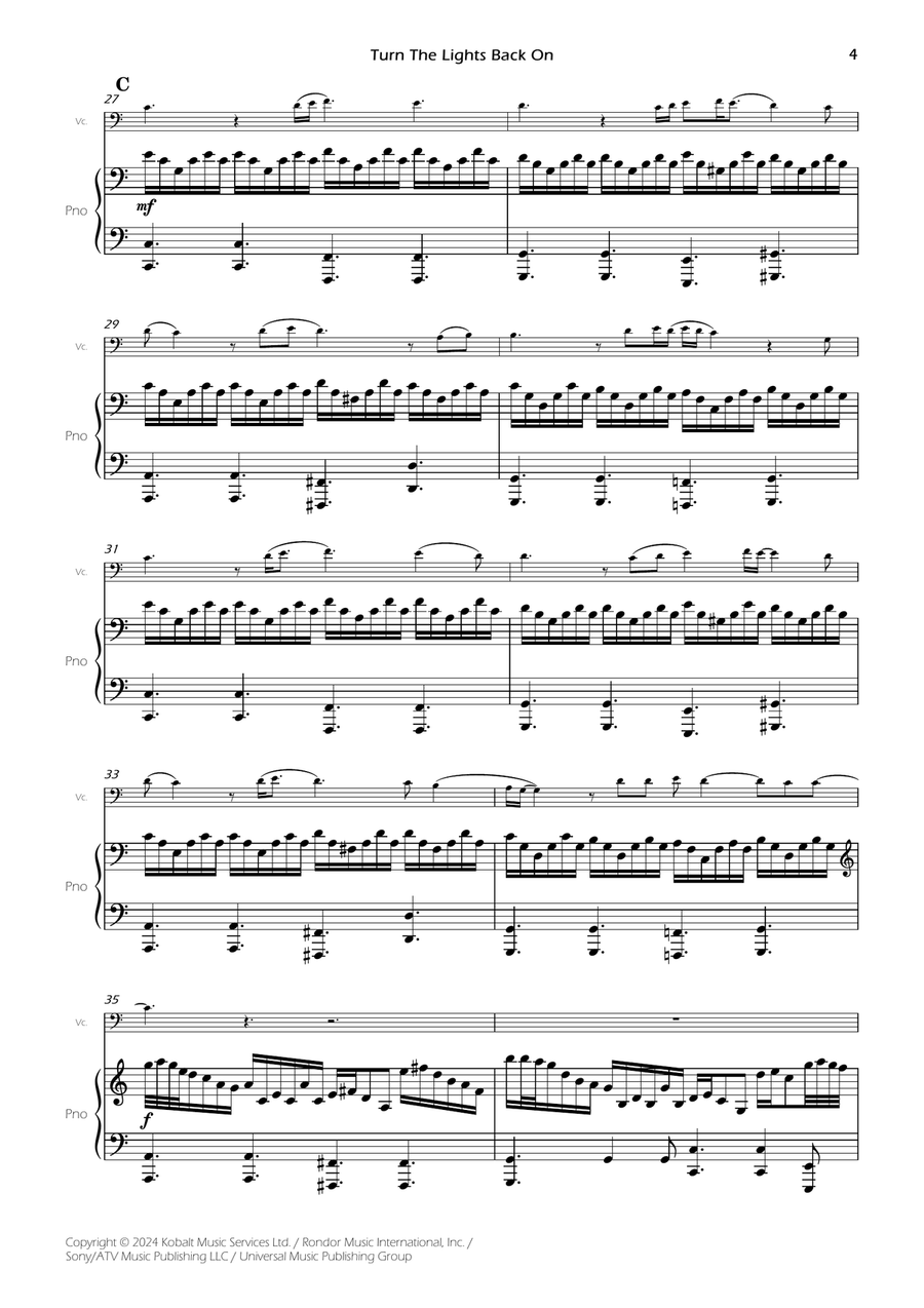 Turn The Lights Back On Piano scores gallery preview page 6