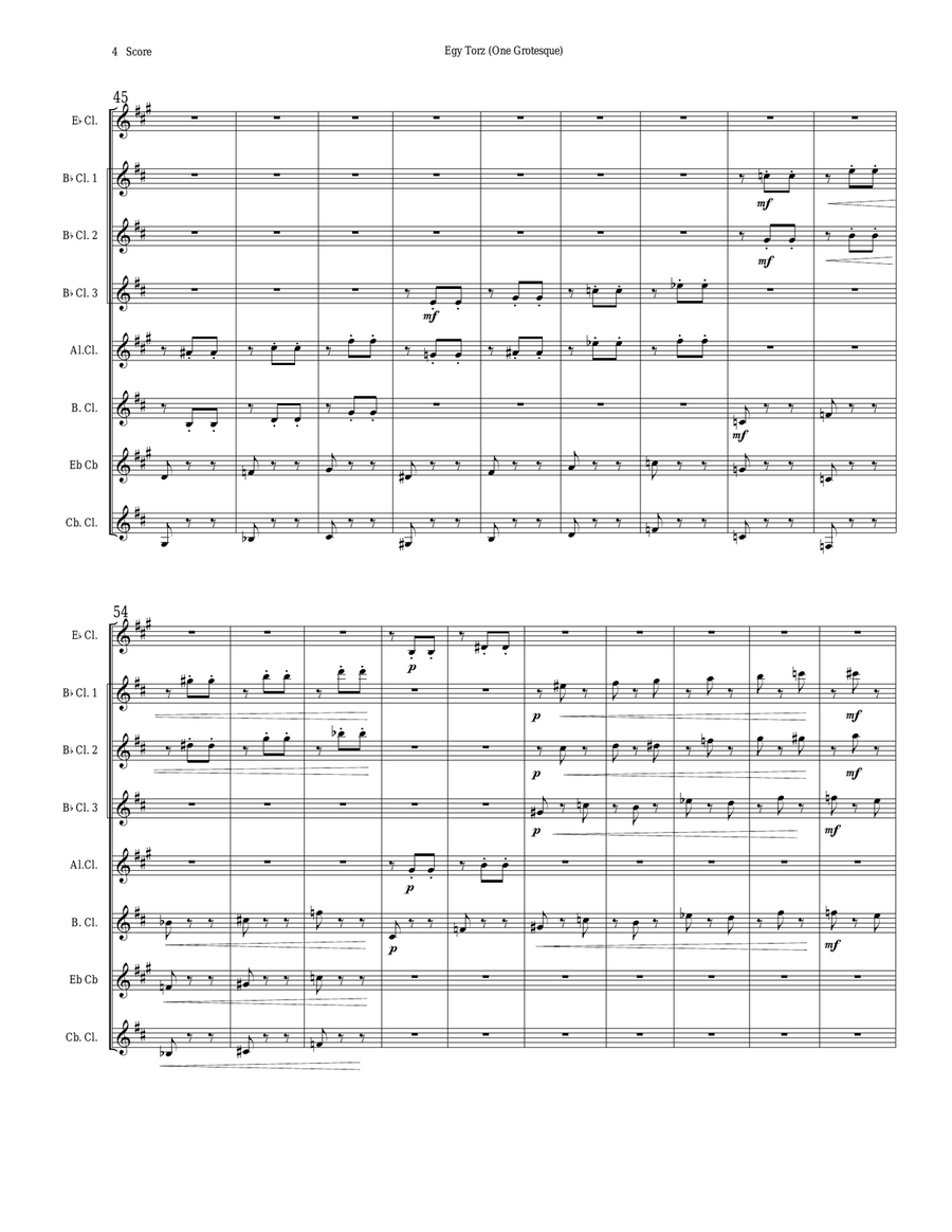Bartok - Egy Torz (One Grotesque) for Clarinet Choir Clarinet Choir scores gallery preview page 4