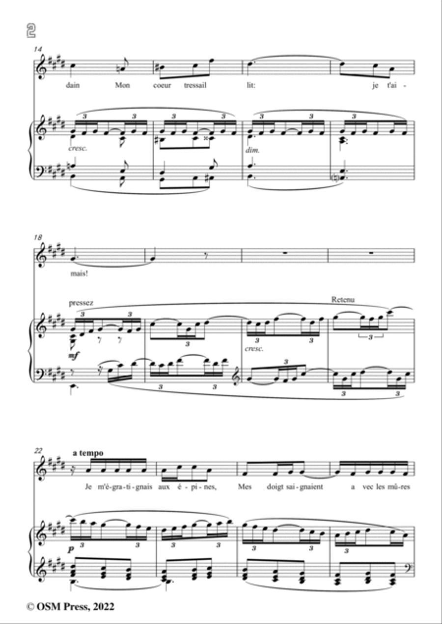 Debussy-Dans le jardin,in E Major,CD 107;L.78,for Voice and Piano Voice Solo scores gallery preview page 4