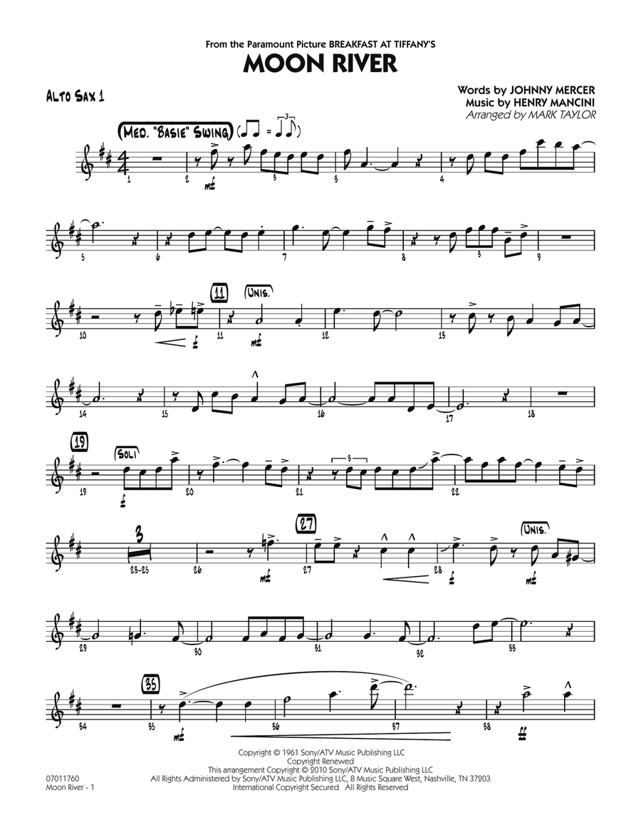 Moon River - Alto Sax 1 Jazz Ensemble scores gallery preview page 1
