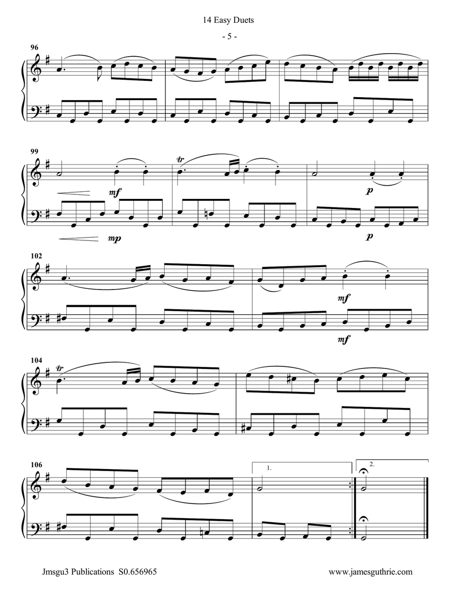 Bach: 14 Easy Duets for Flute & Cello Flute scores gallery preview page 5