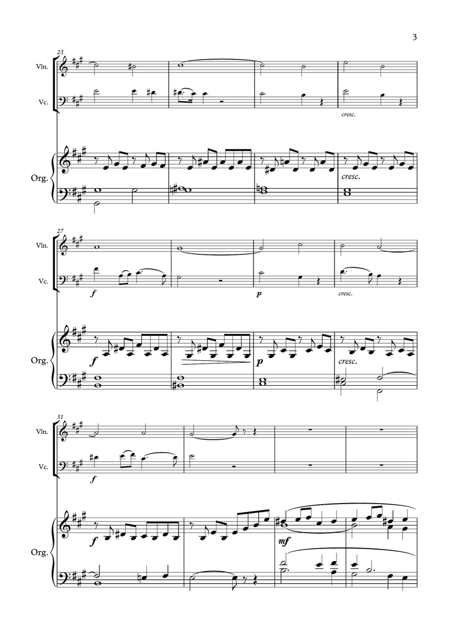 Panis Angelicus (Violin, Cello and Organ/Piano) Piano Trio scores gallery preview page 3