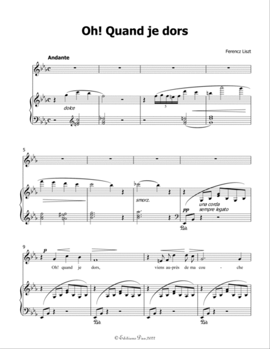 Oh! Quand je dors, by Liszt, in E flat Major Voice scores gallery preview page 3