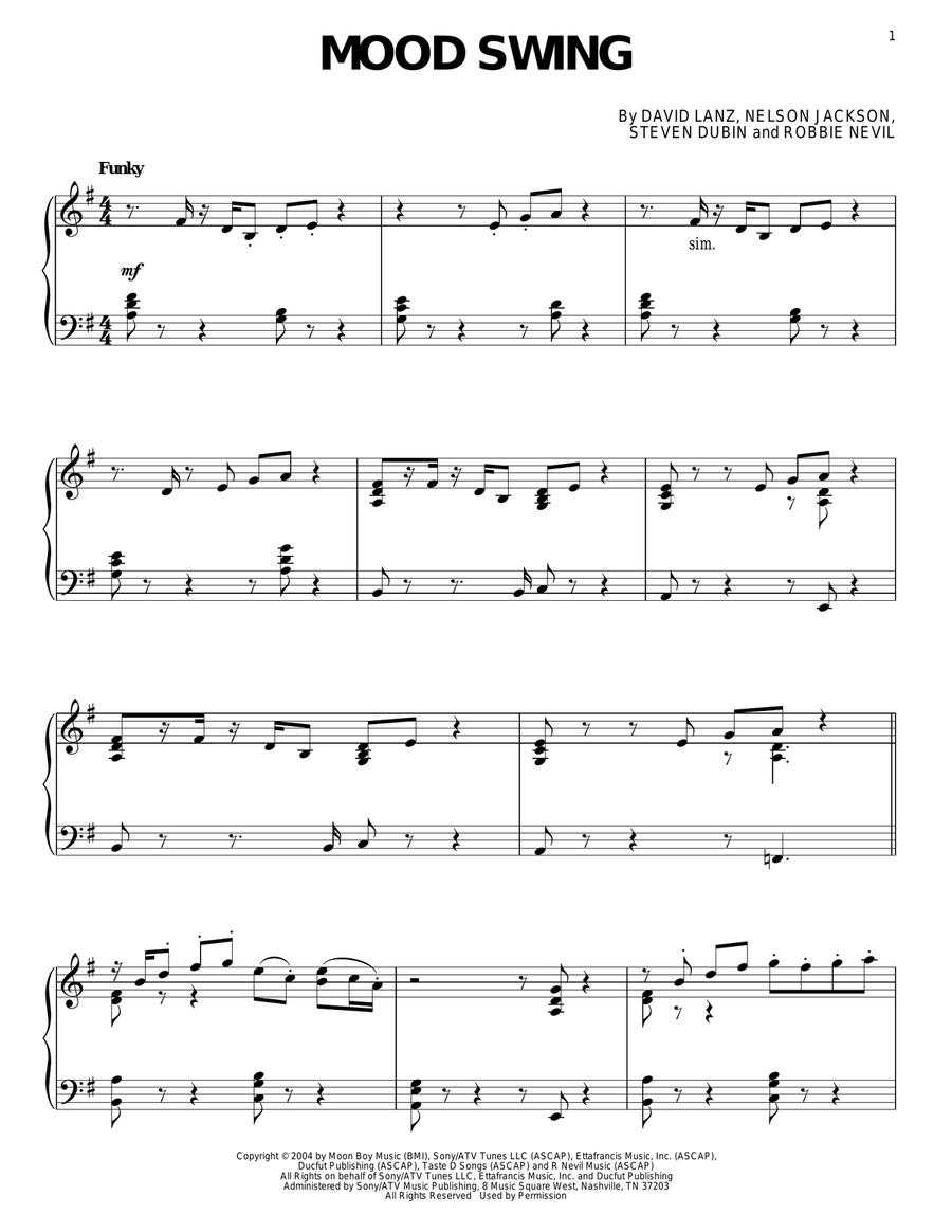 Mood Swing Piano Solo scores gallery preview page 1