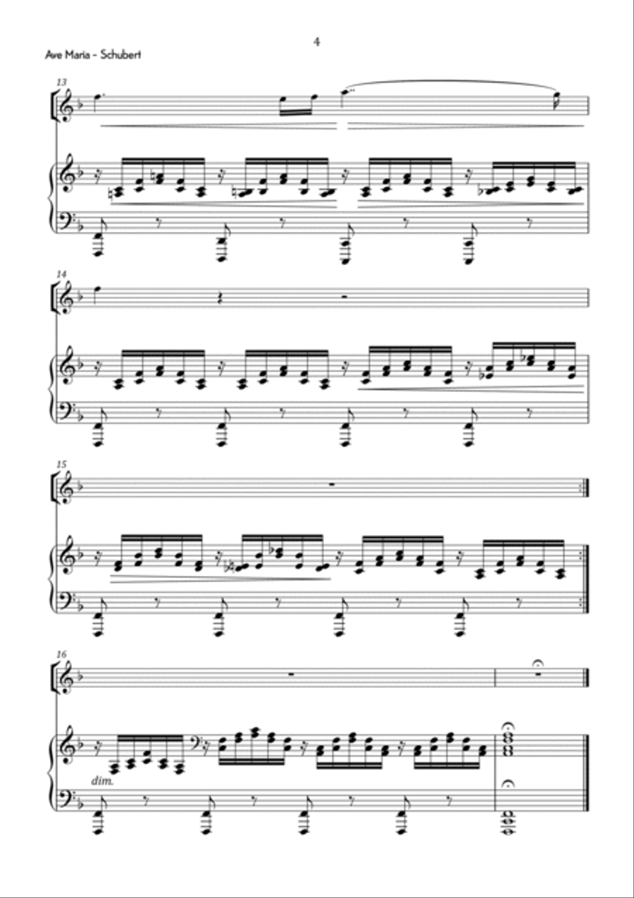 Schubert - Ave Maria in F Major - Intermediate Alto Recorder scores gallery preview page 5