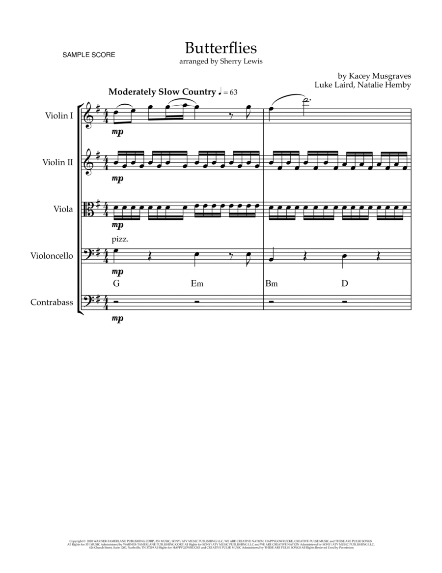Butterflies String Quintet scores gallery preview page 1