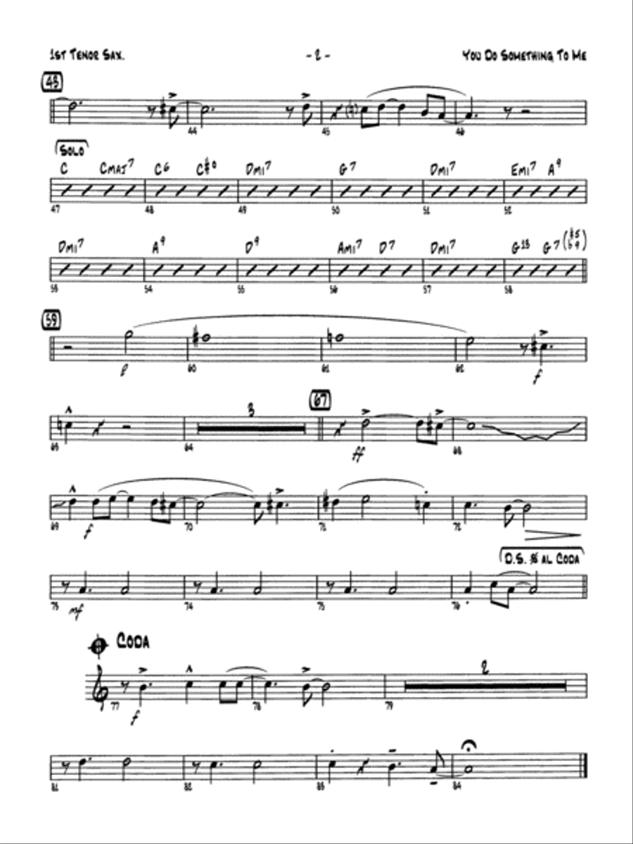 You Do Something to Me: B-flat Tenor Saxophone Jazz Ensemble scores gallery preview page 2