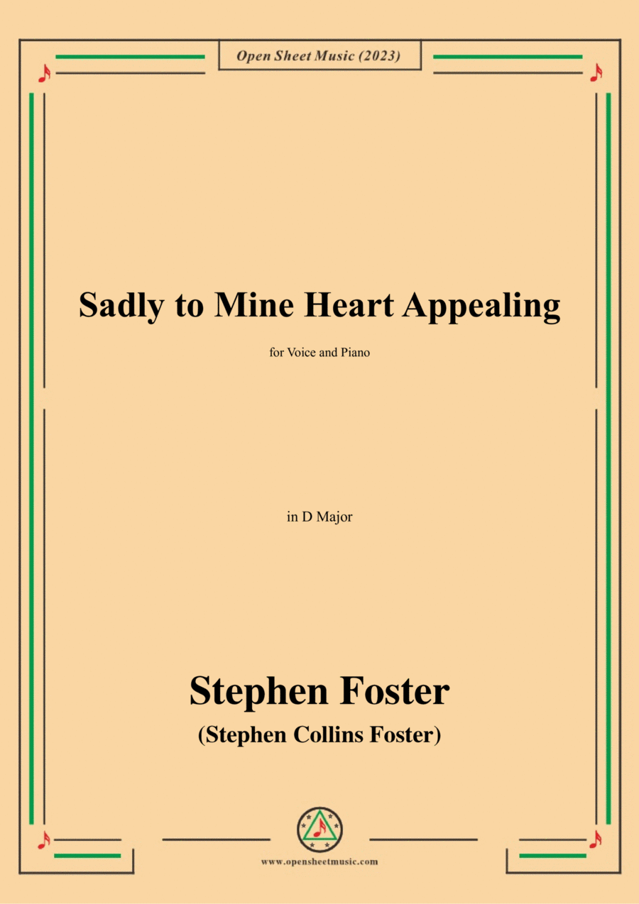 S. Foster-Sadly to Mine Heart Appealing,in D Major Voice scores gallery preview page 1