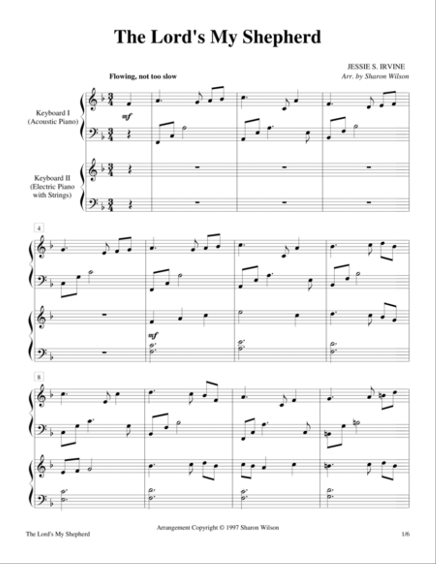 The Lord's My Shepherd (2 Pianos, 4 Hands Duet) 2 Pianos, 4-Hands scores gallery preview page 1