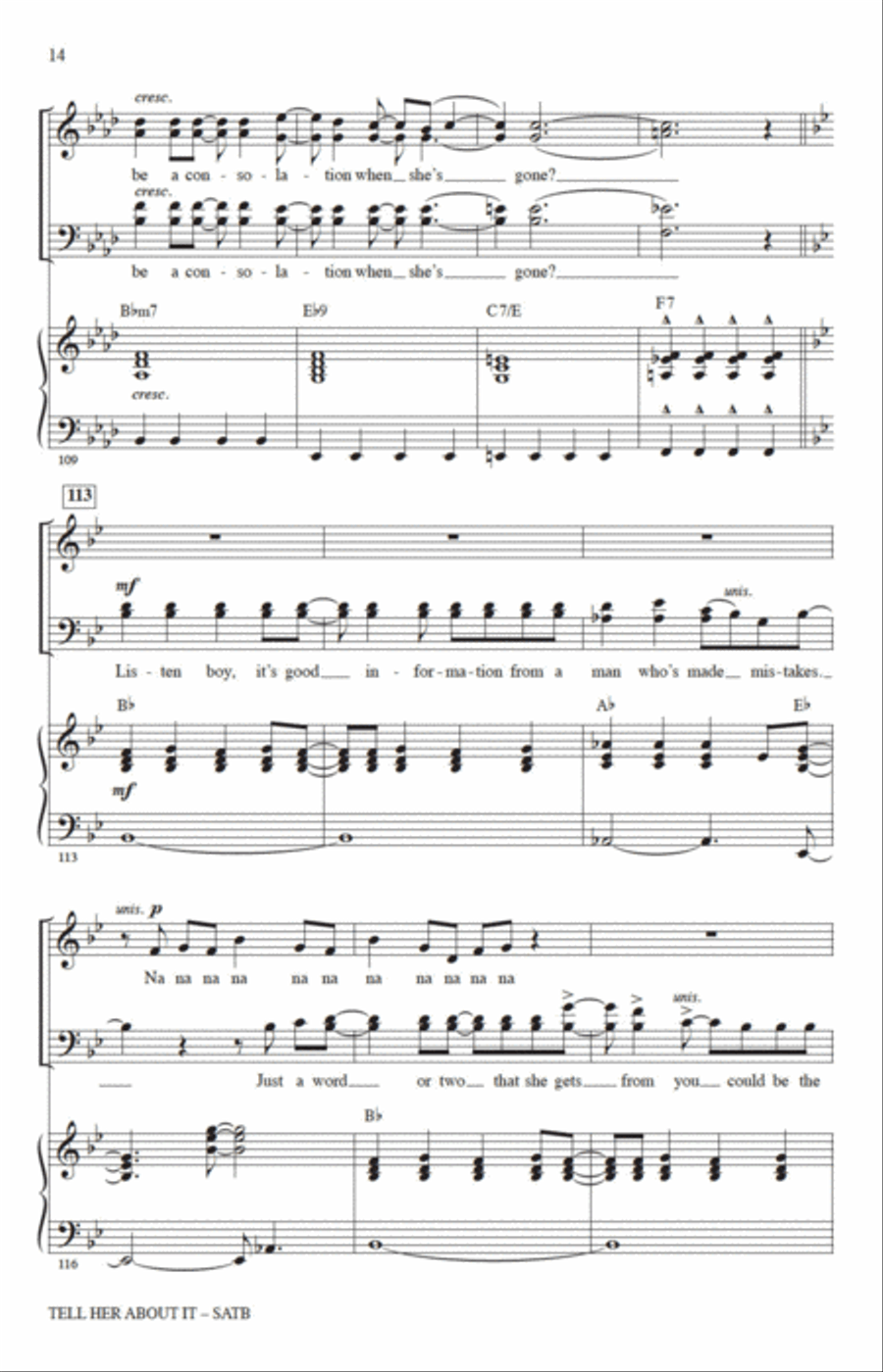 Tell Her About It (arr. Jack Zaino) 4-Part scores gallery preview page 12