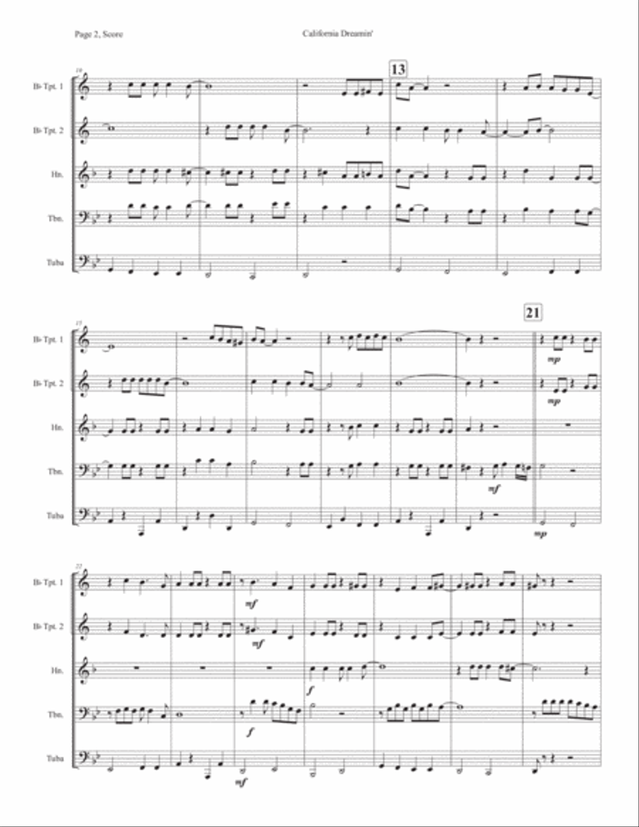 California Dreamin' California Dreamin' Horn scores gallery preview page 2