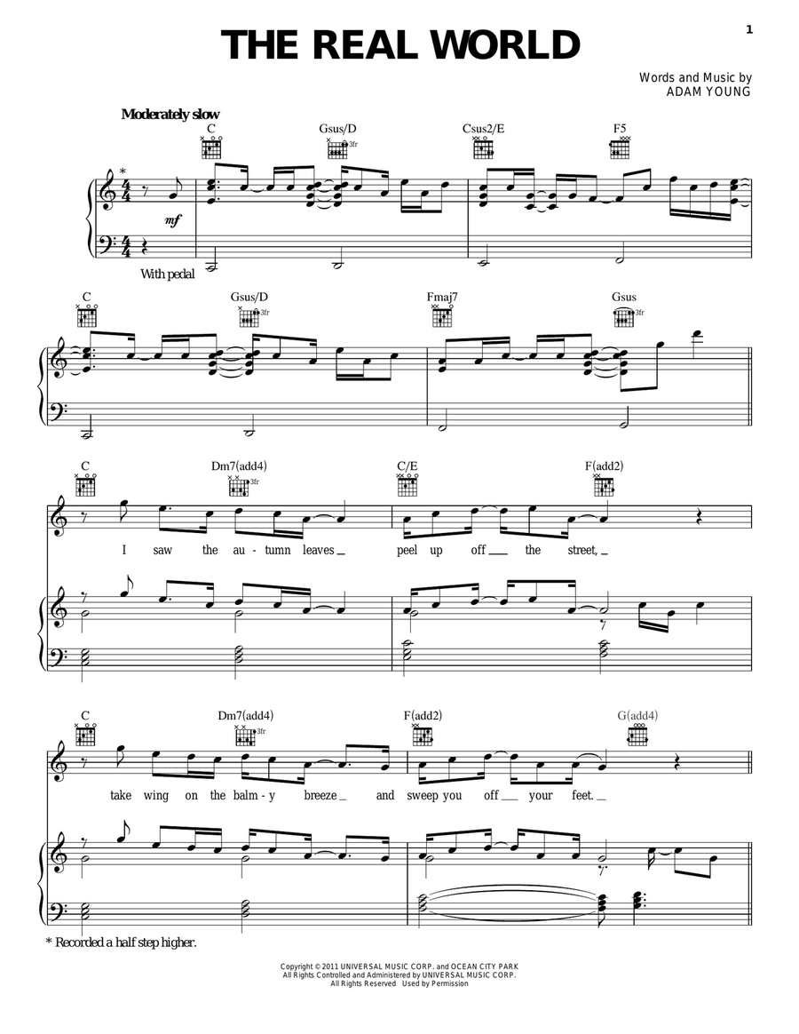 The Real World The Real World Piano, Vocal, Guitar scores gallery preview page 1