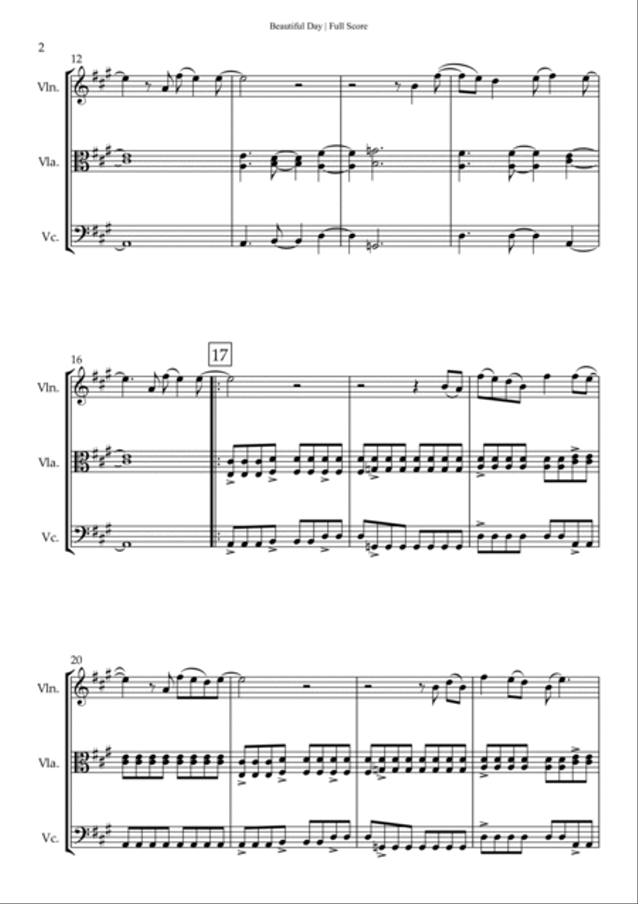 Beautiful Day String Trio scores gallery preview page 2