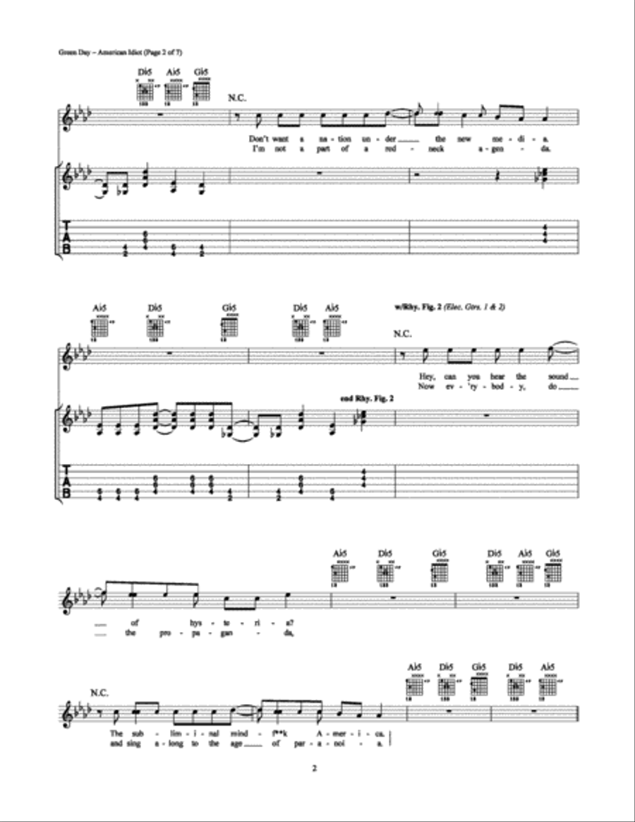 American Idiot Electric Guitar scores gallery preview page 2