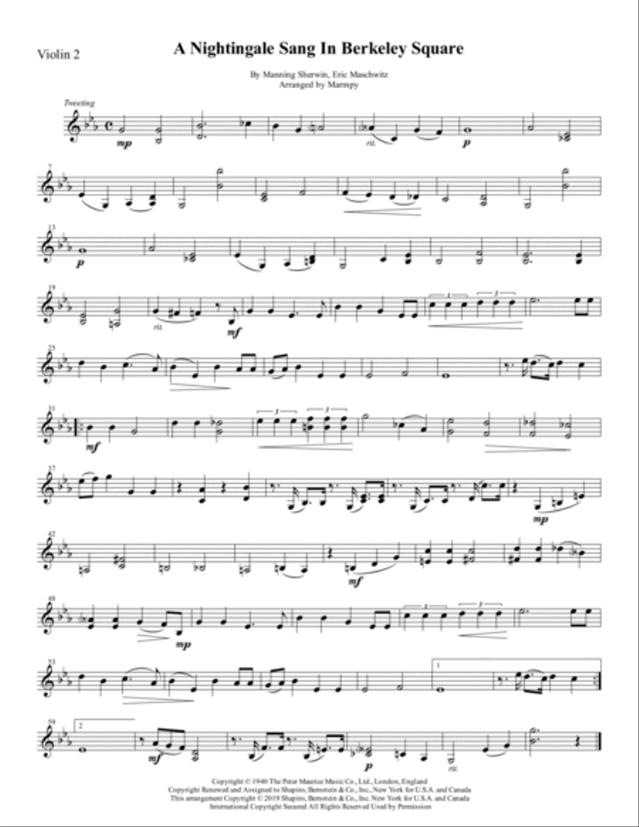 A Nightingale Sang In Berkeley Square String Trio scores gallery preview page 3