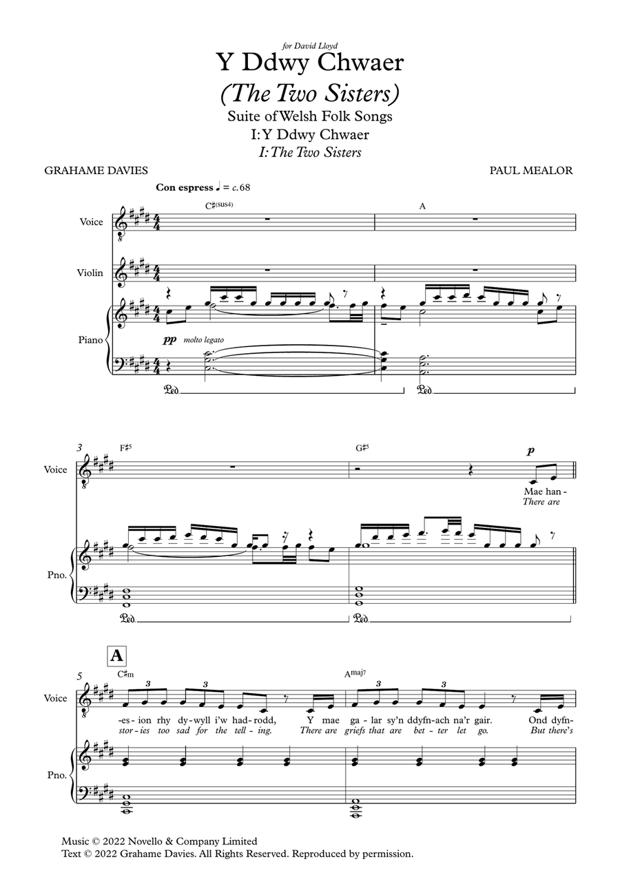 Y Ddwy Chwaer (The Two Sisters) (full score) - Full Score Score scores gallery preview page 1