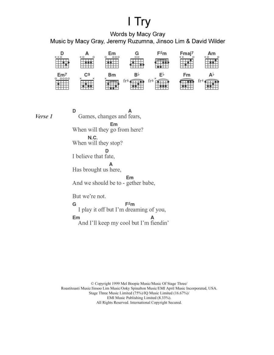 I Try Acoustic Guitar scores gallery preview page 1