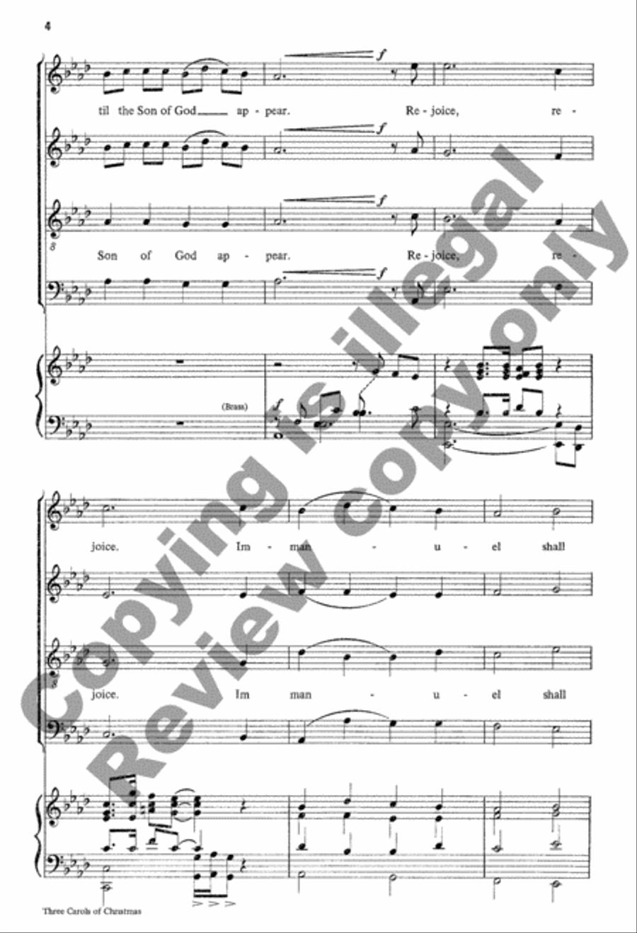 Three Carols of Christmas 4-Part scores gallery preview page 5