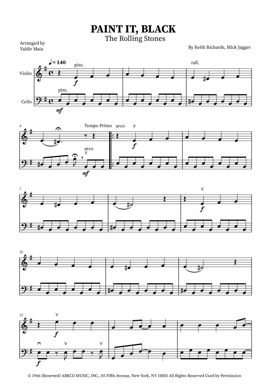 Paint It, Black String Duet scores gallery preview page 1