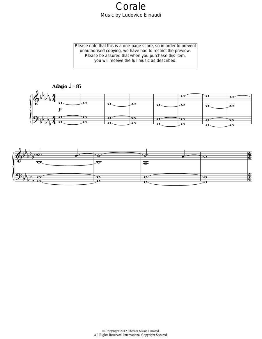 Corale Piano Solo scores gallery preview page 1