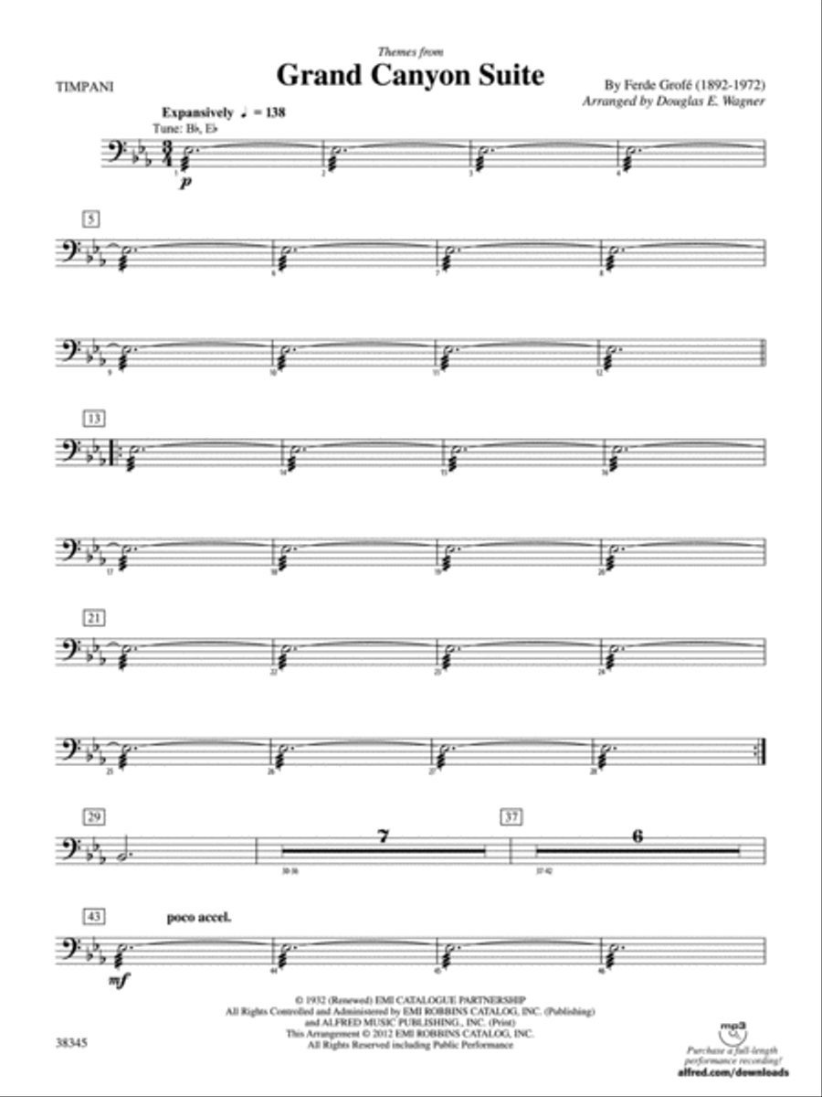 Grand Canyon Suite, Themes from: Timpani Concert Band scores gallery preview page 1