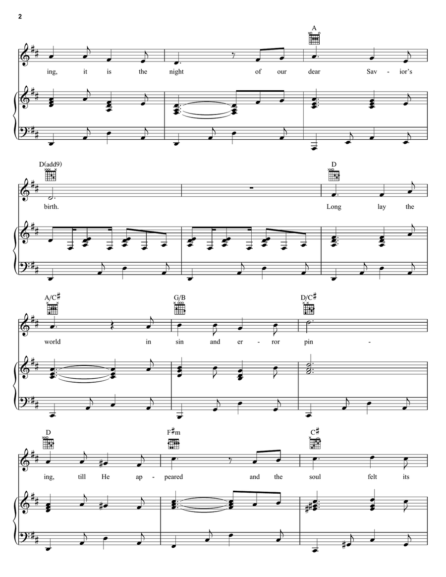 O Holy Night O Holy Night Piano, Vocal, Guitar scores gallery preview page 2