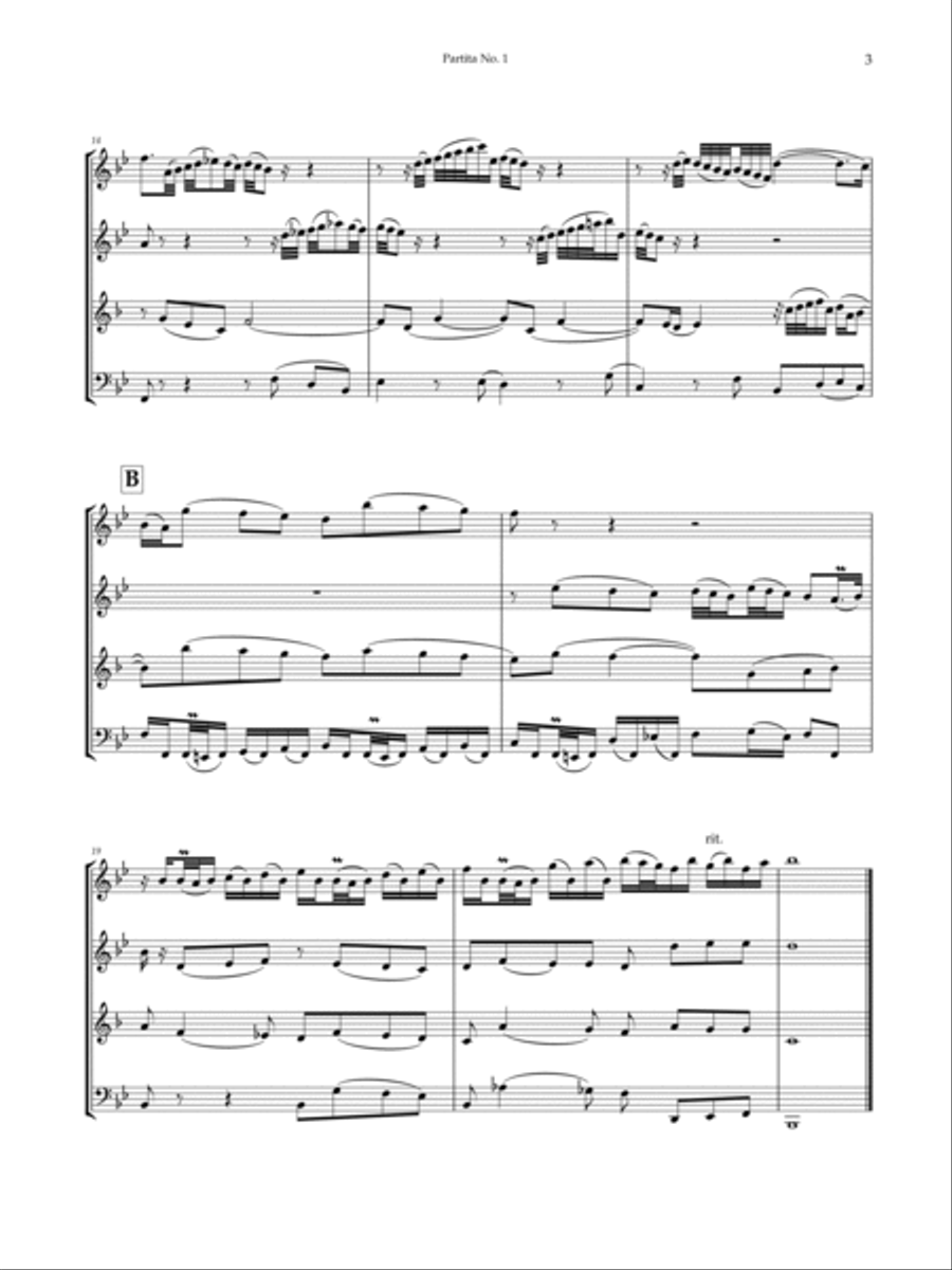 Partita No. 1 in B-Flat Major, BWV 825 Woodwind Ensemble scores gallery preview page 5