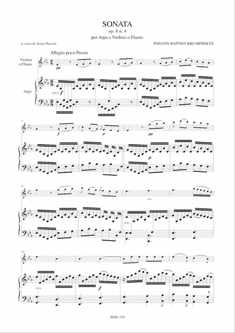 Sonata Op. 8 No. 4 for Harp and Violin (Flute) Flute scores gallery preview page 2