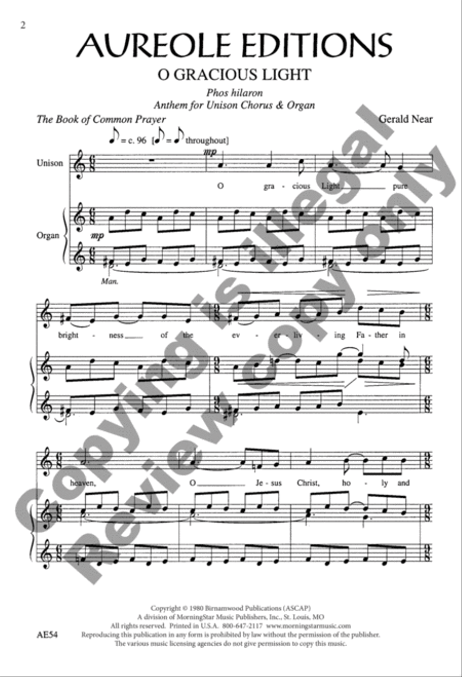 O Gracious Light Unison Choir scores gallery preview page 3