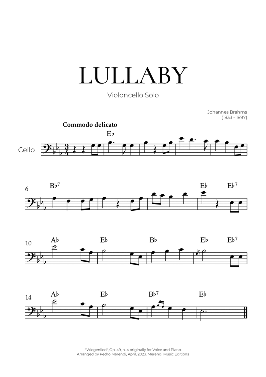 Lullaby (Violoncello Solo) - Johannes Brahms image number null
