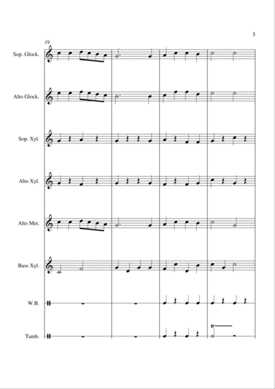 Ding Dong Merrily On High - For Orff Ensemble Percussion Ensemble scores gallery preview page 5