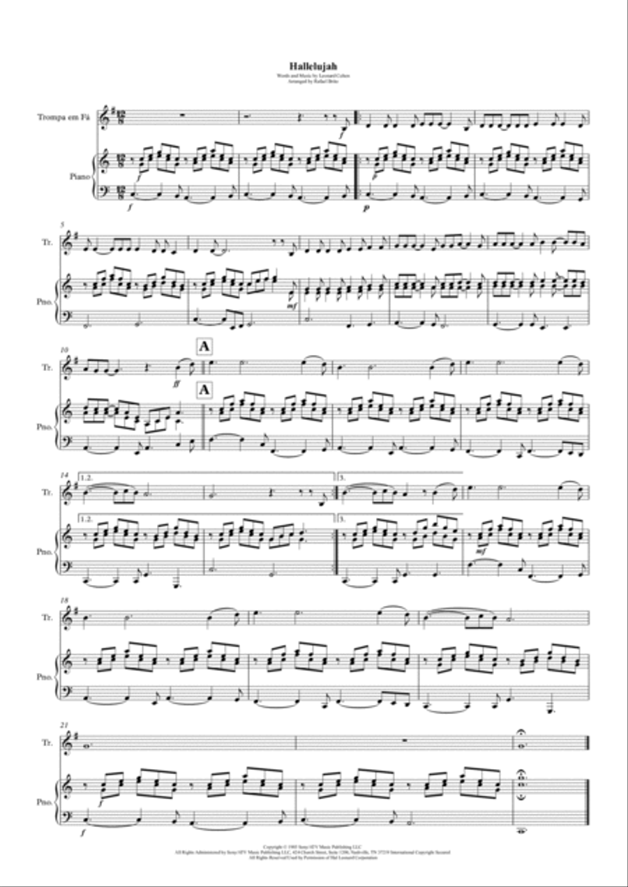 Hallelujah Horn scores gallery preview page 1